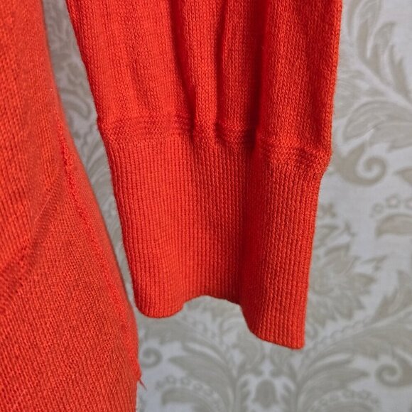 LOFT Size XS Lightweight Orange Cardigan Button Up 3/4 Sleeve Exposed Seams - Picture 3 of 13